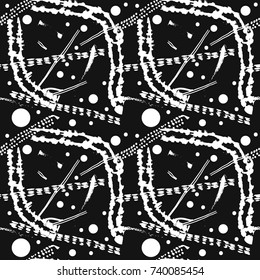 Seamless monochrome grunge pattern. Dirty, funky, trendy hand painted texture