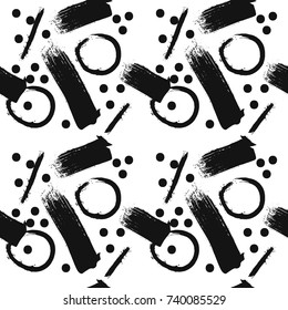 Seamless monochrome grunge pattern. Dirty, funky, trendy hand painted texture