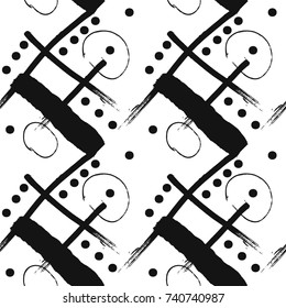 Seamless monochrome grunge pattern. Dirty, funky, trendy hand painted texture