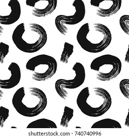 Seamless monochrome grunge pattern. Dirty, funky, trendy hand painted texture