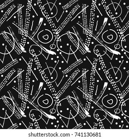 Seamless monochrome grunge pattern. Dirty, funky, trendy hand painted texture