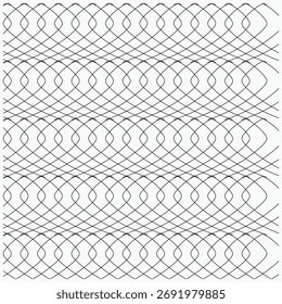Ein nahtloses monochromes Guilloche-Muster aus feinen, horizontalen, verflochtenen Linien, geeignet für Sicherheitshintergründe.