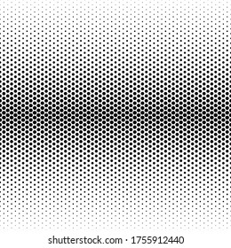 Seamless monochrome Halftone pattern. Transitions large to small black dots isolated on white background. Vector retro illustration in pop art style. Comic polka dots texture. Gradient Grunge Backdrop