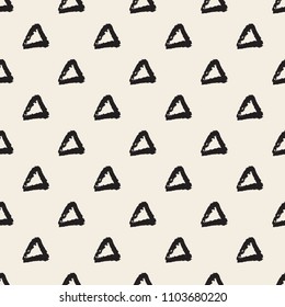 seamless monochrome hand drawn geometric pattern background with triangle shape