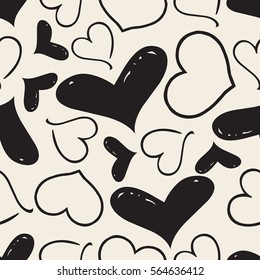seamless monochrome heart pattern background