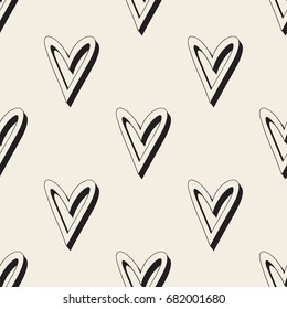 seamless monochrome heart pattern background