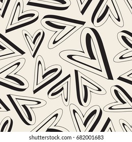 seamless monochrome heart pattern background