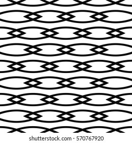 Seamless monochrome horizontal curved shape pattern background design