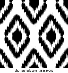 Seamless monochrome Ikat Ogee Background Pattern