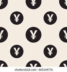 seamless  monochrome Japan currency symbol pattern background