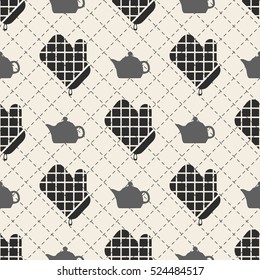 seamless monochrome kitchen gloves pattern background