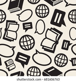 seamless monochrome  knowledge with book pattern background