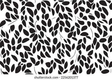 Seamless Monochrome Leaves Pattern Vector