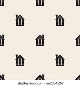 seamless monochrome little house pattern background