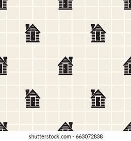 seamless monochrome little house pattern background
