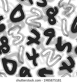 SEAMLESS MONOCHROME MATHEMATICS WITH NUMBER ALPHABET PATTERN BACKGROUND