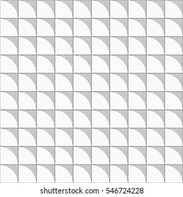 Seamless monochrome minimalistic pattern. Squares with smooth lines at the upper-right corner. Modern stylish texture. Repeating geometric tiles. Vector background.