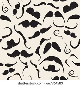seamless monochrome mustache pattern background