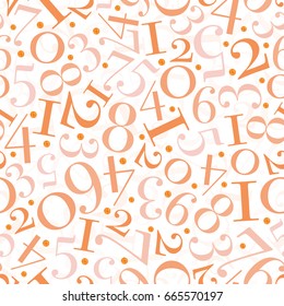 seamless monochrome number with glitter dot pattern on orange background