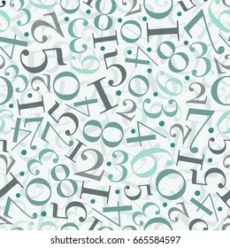 seamless monochrome number  with glitter dot pattern on green background