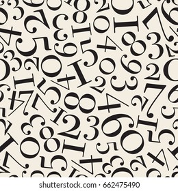 seamless  monochrome number pattern background