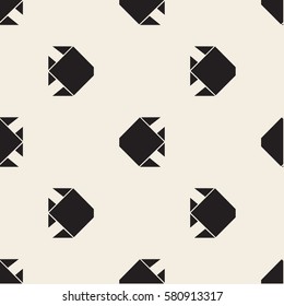 Seamless Monochrome Origami Fish Pattern Background