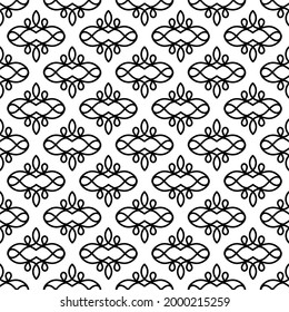 seamless monochrome ornate pattern. black-and-white contour drawing. template, cover, print.