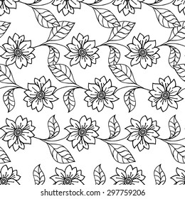 Seamless Monochrome Paper Floral Pattern with Shadow.