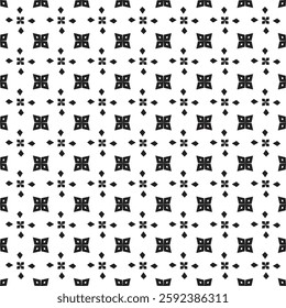 Seamless Monochrome Pattern Abstract Background. Black and white seamless pattern texture Greyscale ornamental graphic design. EPS vector illustration