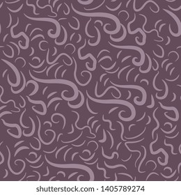 Seamless monochrome pattern with abstract curvy shapes and swirls.

