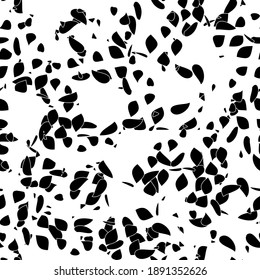 Seamless monochrome pattern of abstract elements. Black and white grunge background