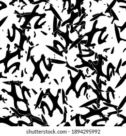 Seamless monochrome pattern of abstract elements
