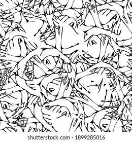 Seamless monochrome pattern of abstract elements