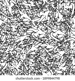 Seamless monochrome pattern of abstract elements