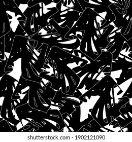 Seamless monochrome pattern of abstract elements. Чёрно белый гранж фон
