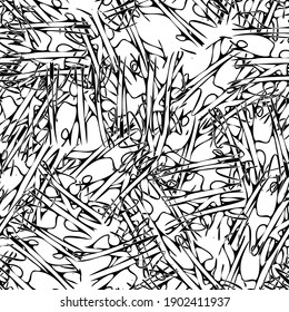 Seamless monochrome pattern of abstract elements