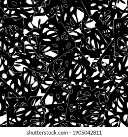 Seamless monochrome pattern of abstract elements