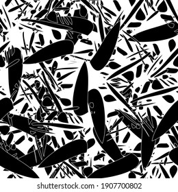 Seamless monochrome pattern of abstract elements