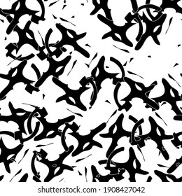Seamless monochrome pattern of abstract elements