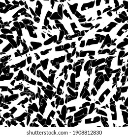 Seamless monochrome pattern of abstract elements