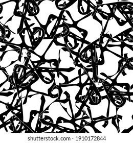 Seamless monochrome pattern of abstract elements