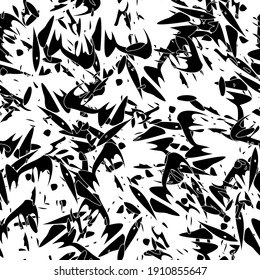 Seamless monochrome pattern of abstract elements