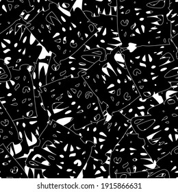 Seamless monochrome pattern of abstract elements