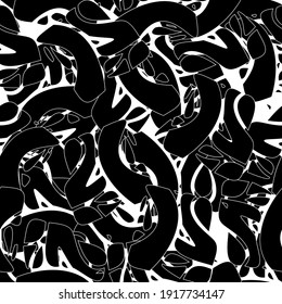 Seamless monochrome pattern of abstract elements