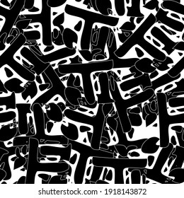 Seamless monochrome pattern of abstract elements
