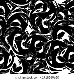 Seamless monochrome pattern of abstract elements