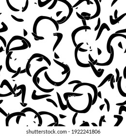 Seamless monochrome pattern of abstract elements