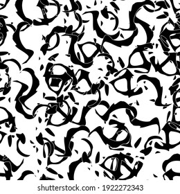 Seamless monochrome pattern of abstract elements