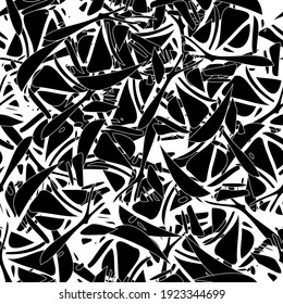 Seamless monochrome pattern of abstract elements