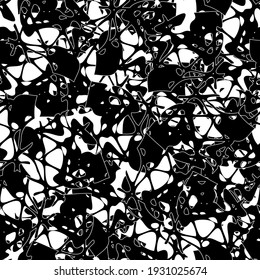Seamless monochrome pattern of abstract elements